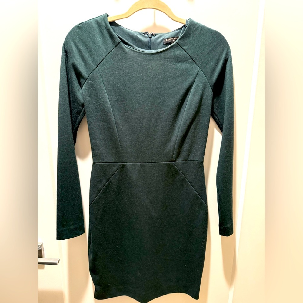 Banana Republic Dark Green Long Sleeve Dress